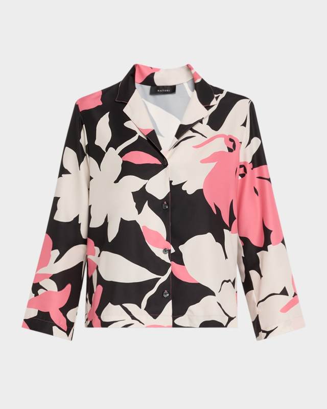 Niwashi Floral-Print Cropped Pajama Set